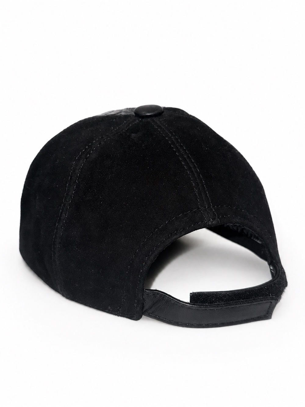 Black Croc-Embossed Leather Baseball Cap - Picture 3 of 3